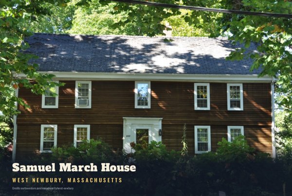 West Newbury Samuel March House Postcard artwork detail