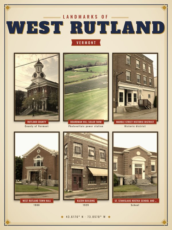 West Rutland Landmarks Photo Poster artwork detail