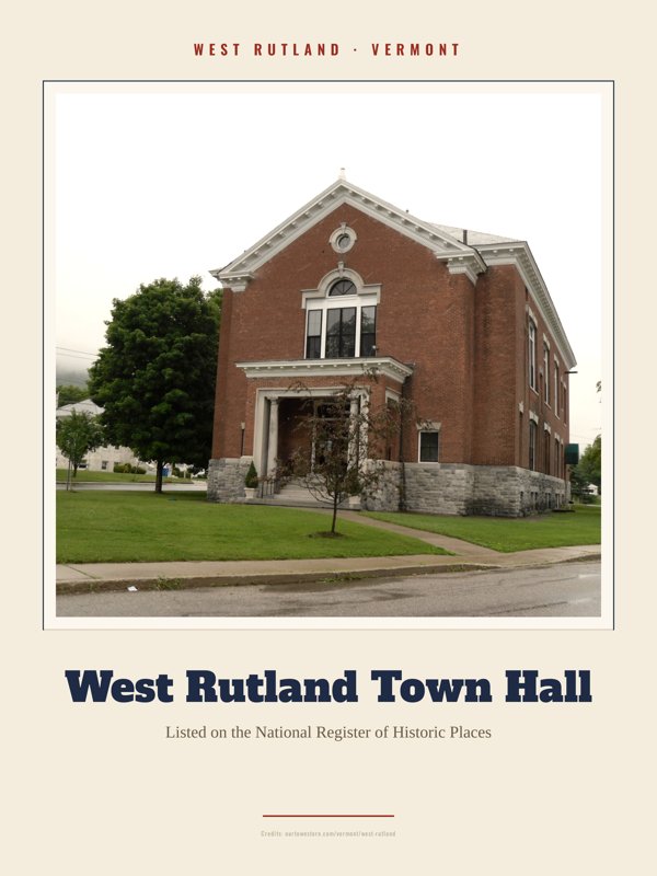 West Rutland West Rutland Town Hall Landmark Print artwork detail