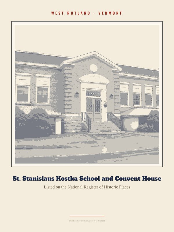 West Rutland St. Stanislaus Kostka School and Convent House Landmark Print artwork detail