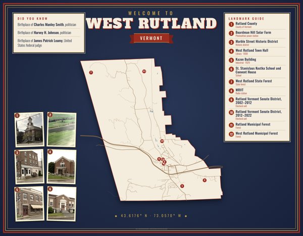 West Rutland Map Placemat artwork detail