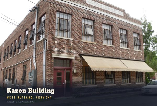 West Rutland Kazon Building Postcard artwork detail