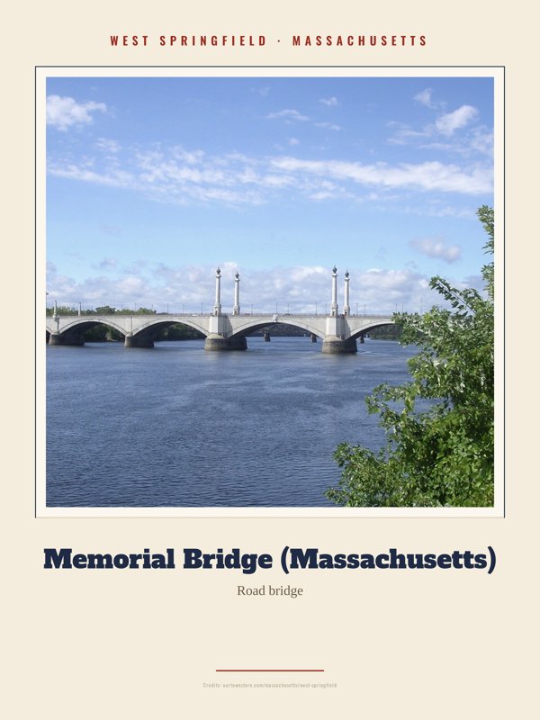 West Springfield Memorial Bridge (Massachusetts) Landmark Print artwork detail