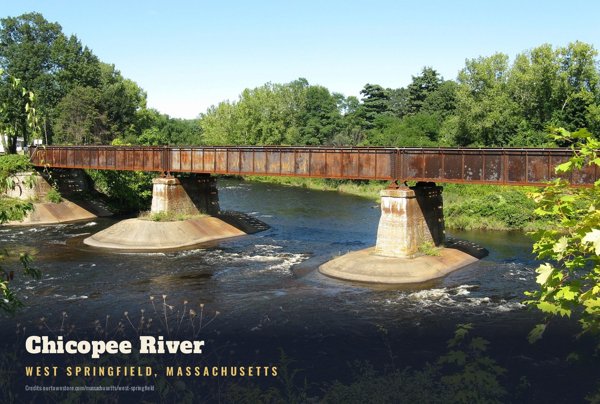 West Springfield Chicopee River Postcard artwork detail