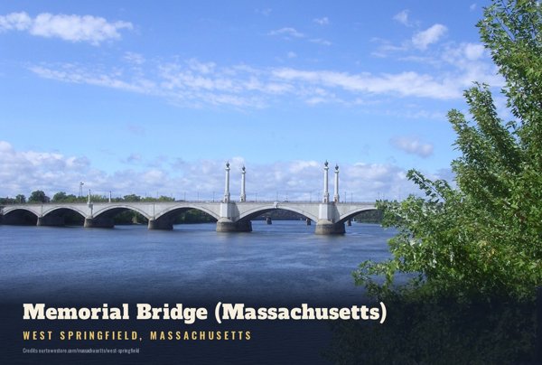 West Springfield Memorial Bridge (Massachusetts) Postcard artwork detail