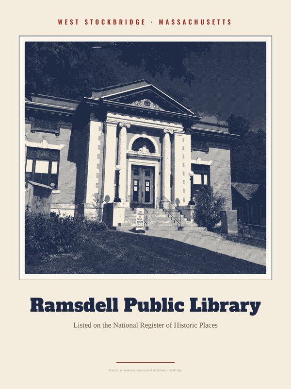 West Stockbridge Ramsdell Public Library Landmark Print artwork detail