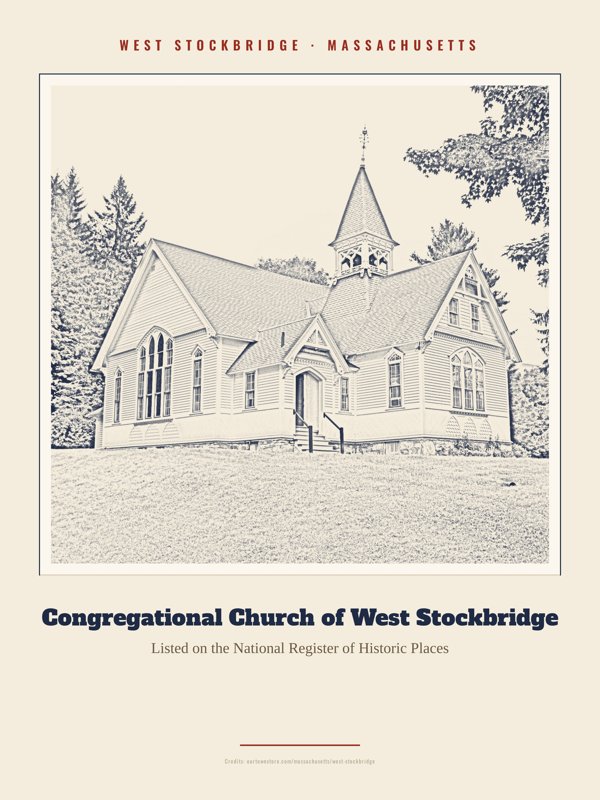 West Stockbridge Congregational Church of West Stockbridge Landmark Print artwork detail