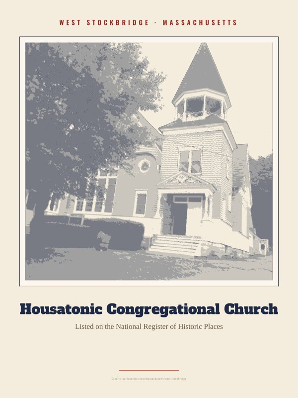 West Stockbridge Housatonic Congregational Church Landmark Print artwork detail