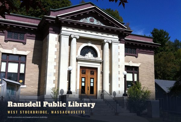 West Stockbridge Ramsdell Public Library Postcard artwork detail