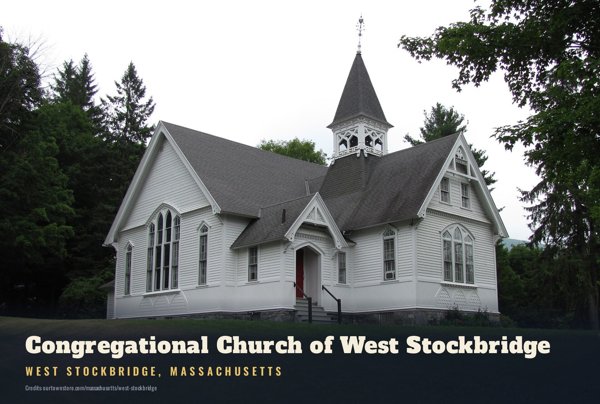 West Stockbridge Congregational Church of West Stockbridge Postcard artwork detail