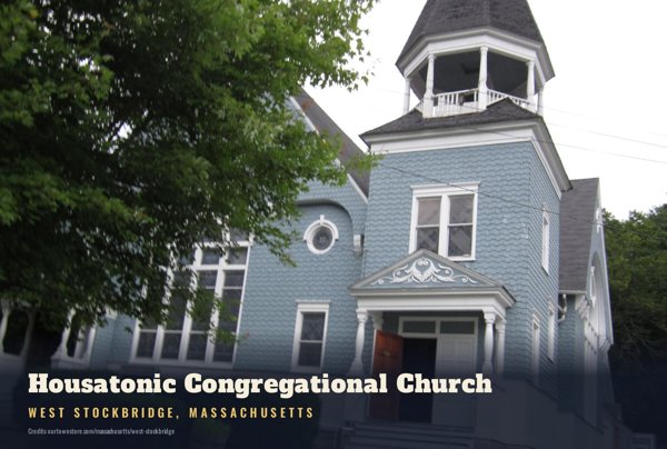 West Stockbridge Housatonic Congregational Church Postcard artwork detail