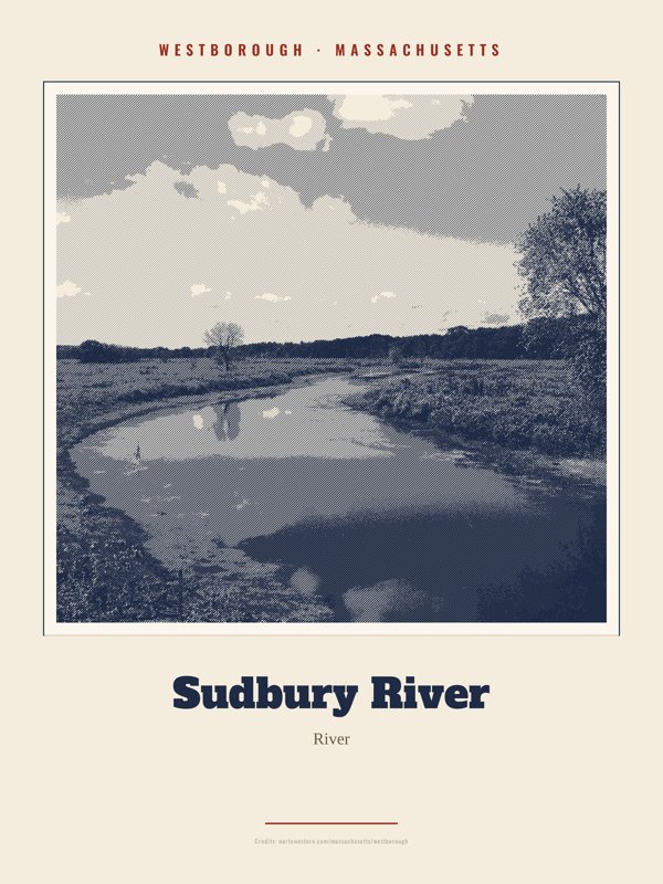 Westborough Sudbury River Landmark Print artwork detail