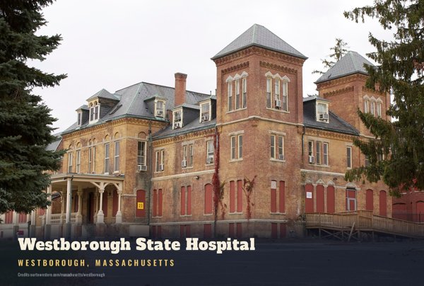 Westborough Westborough State Hospital Postcard artwork detail