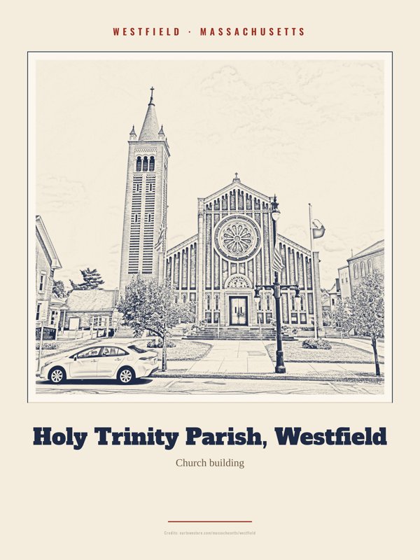 Westfield Holy Trinity Parish, Westfield Landmark Print artwork detail