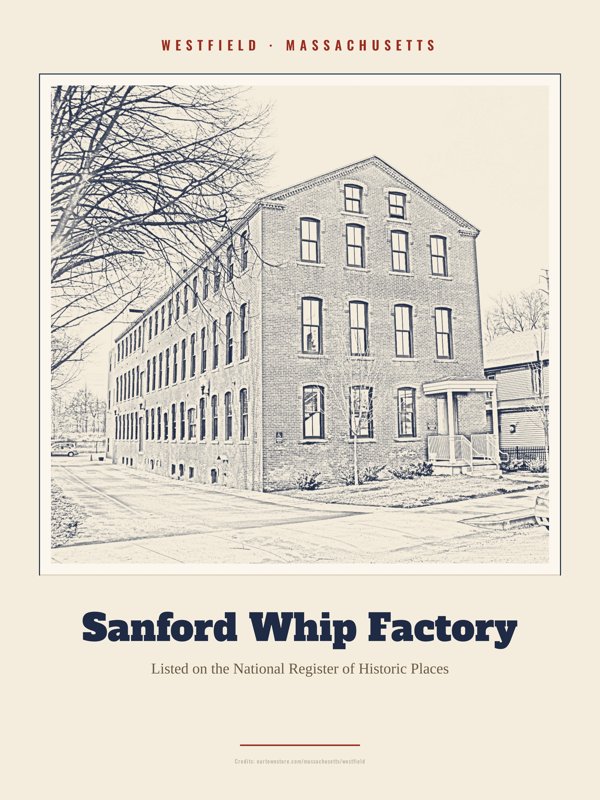 Westfield Sanford Whip Factory Landmark Print artwork detail
