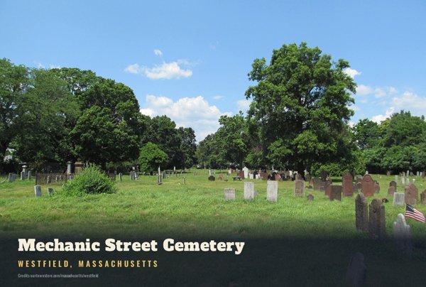Westfield Mechanic Street Cemetery Postcard artwork detail