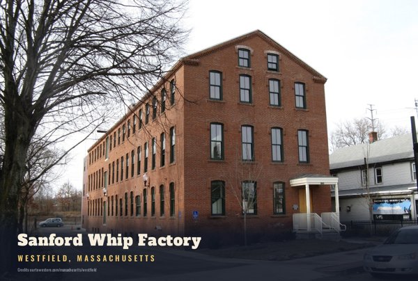 Westfield Sanford Whip Factory Postcard artwork detail