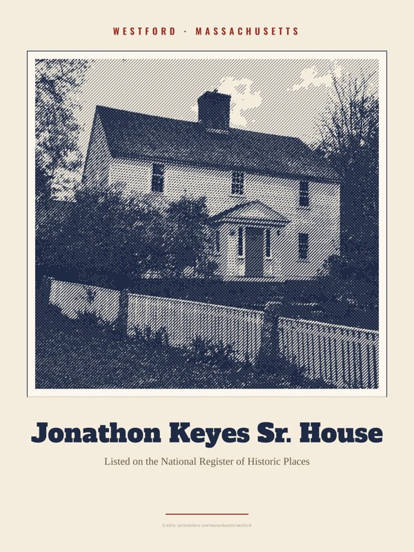Westford Jonathon Keyes Sr. House Landmark Print artwork detail