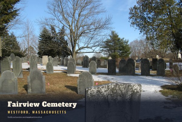 Westford Fairview Cemetery Postcard artwork detail
