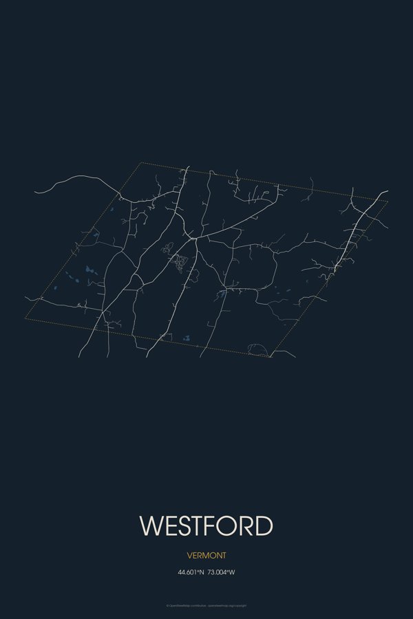 Westford Street Map Throw Blanket artwork detail