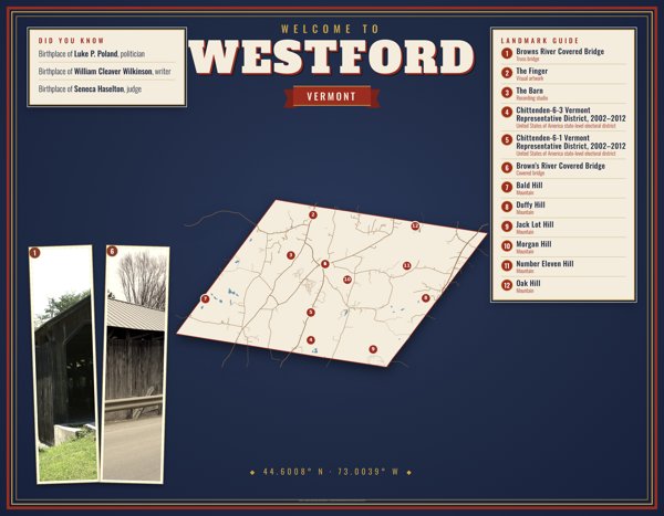 Westford Map Placemat artwork detail
