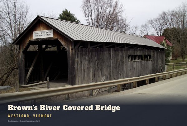 Westford Brown's River Covered Bridge Postcard artwork detail