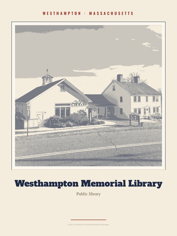 Westhampton Westhampton Memorial Library Landmark Print artwork detail