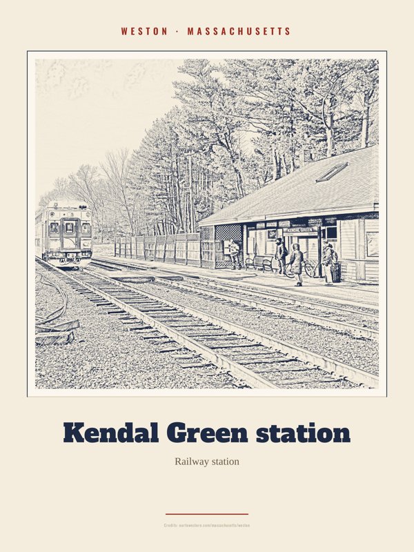Weston Kendal Green station Landmark Print artwork detail
