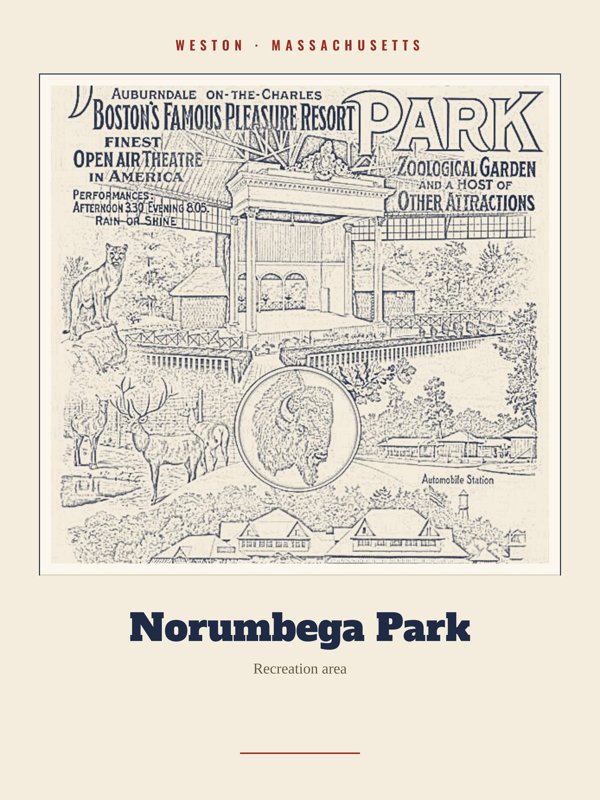 Weston Norumbega Park Landmark Print artwork detail