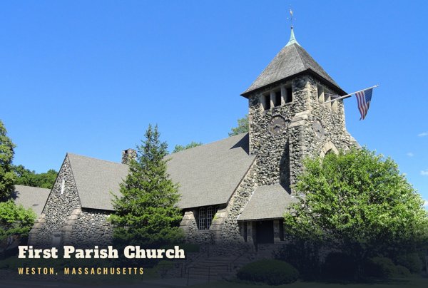 Weston First Parish Church Postcard artwork detail