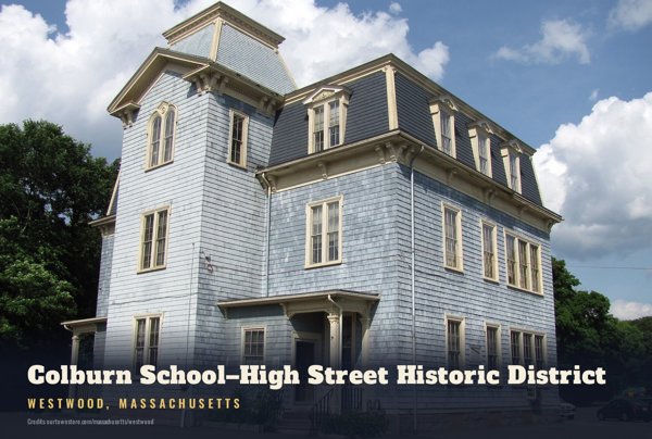 Westwood Colburn School–High Street Historic District Postcard artwork detail