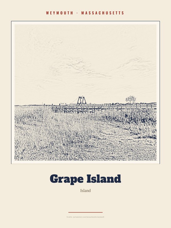 Weymouth Grape Island Landmark Print artwork detail