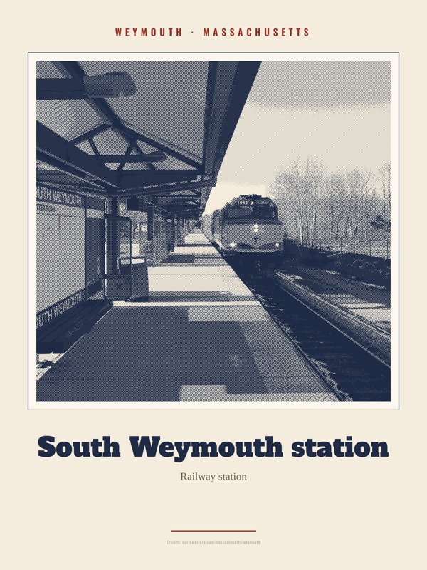 Weymouth South Weymouth station Landmark Print artwork detail