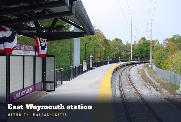 Weymouth East Weymouth station Postcard artwork detail