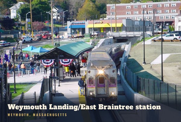 Weymouth Weymouth Landing/East Braintree station Postcard artwork detail