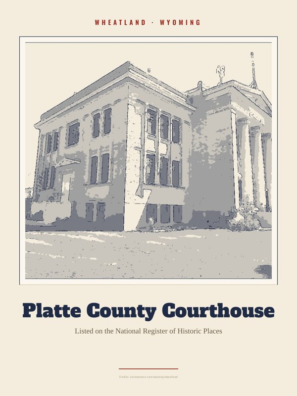 Wheatland Platte County Courthouse Landmark Print artwork detail