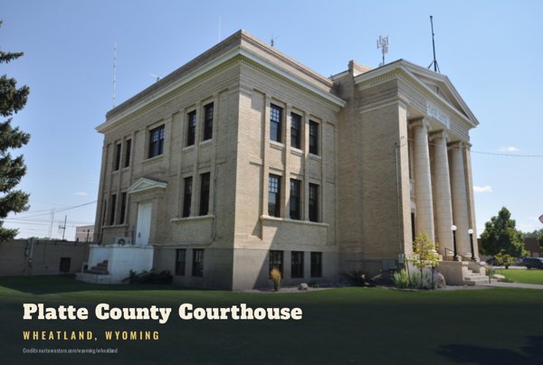 Wheatland Platte County Courthouse Postcard artwork detail