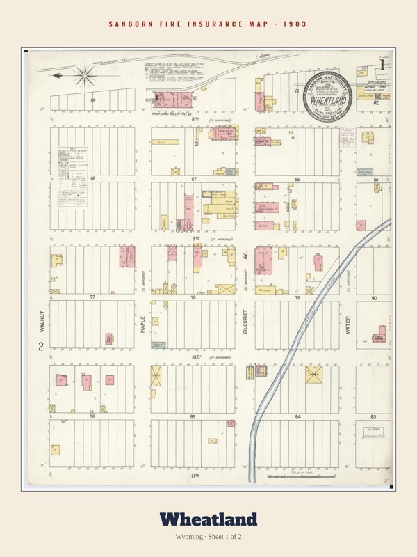 Wheatland Sanborn Map Print artwork detail