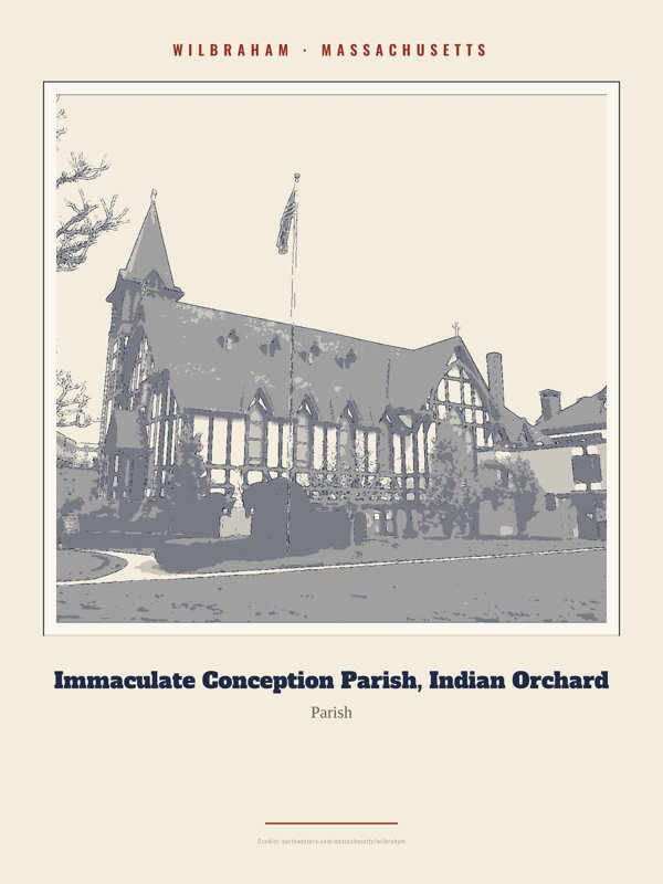 Wilbraham Immaculate Conception Parish, Indian Orchard Landmark Print artwork detail
