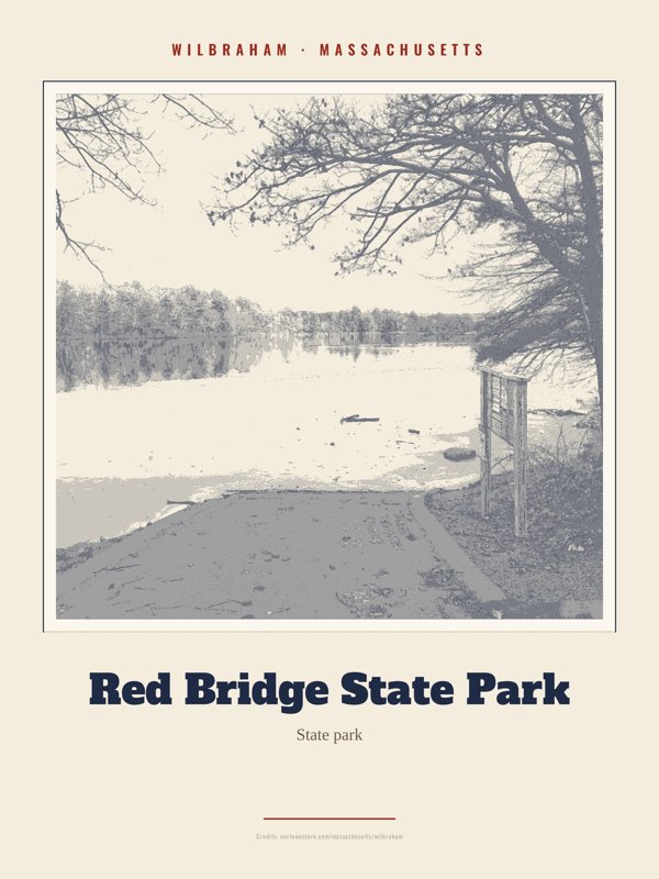Wilbraham Red Bridge State Park Landmark Print artwork detail
