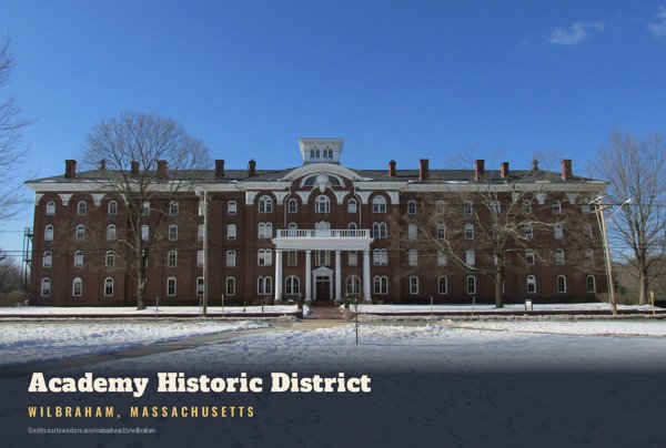 Wilbraham Academy Historic District Postcard artwork detail