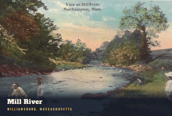 Williamsburg Mill River Postcard artwork detail