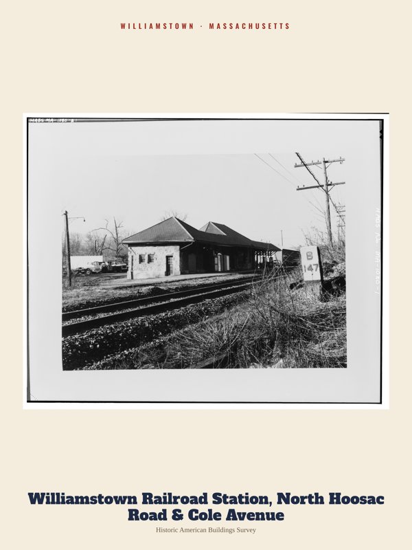 Williamstown Williamstown Railroad Station, North Hoosac Road & Cole Avenue Archive Print artwork detail