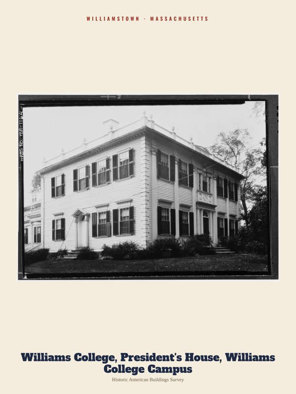 Williamstown Williams College, President's House, Williams College Campus Archive Print artwork detail