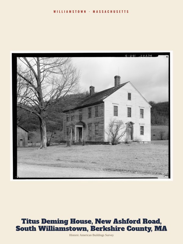 Williamstown Titus Deming House, New Ashford Road, South Williamstown, Berkshire County, MA Archive Print artwork detail