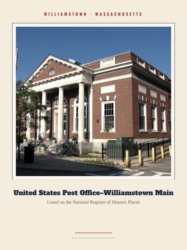 Williamstown United States Post Office–Williamstown Main Landmark Print artwork detail