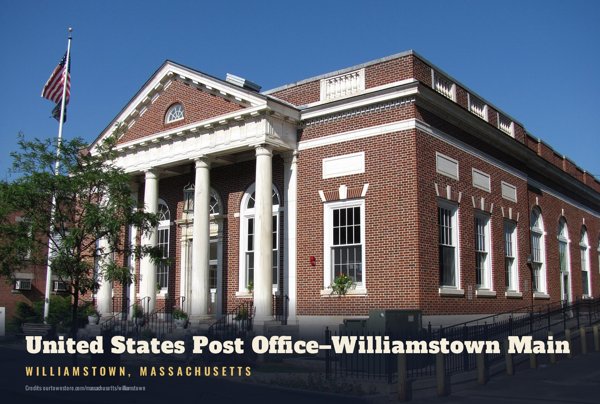 Williamstown United States Post Office–Williamstown Main Postcard artwork detail