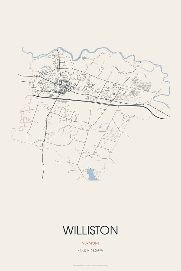 Williston Street Map Poster · Linen artwork detail
