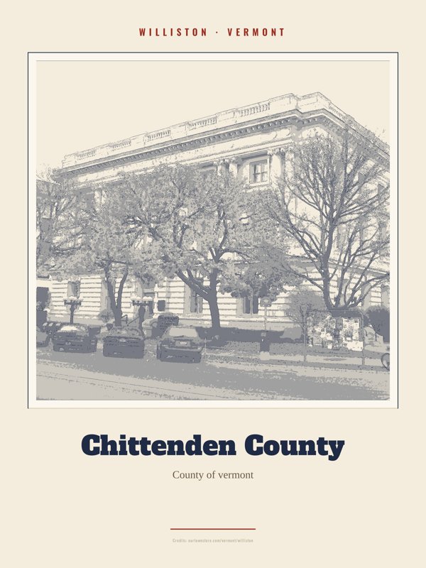 Williston Chittenden County Landmark Print artwork detail