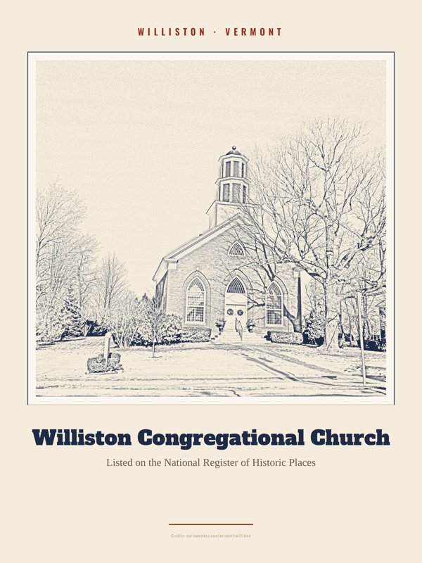 Williston Williston Congregational Church Landmark Print artwork detail